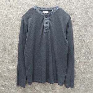 Billy Reid Henley Shirt Men's Medium Gray Placket Button Causal Minimalist